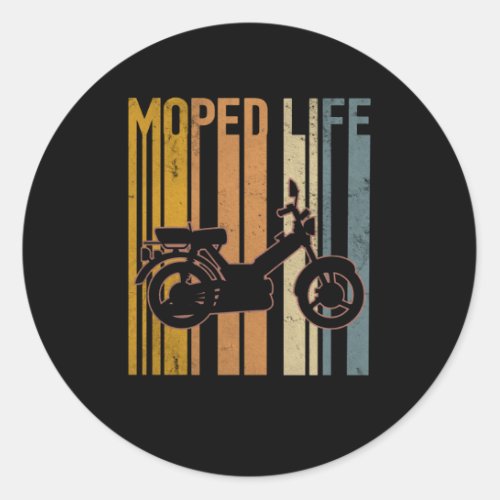 Moped Life Mofa Two Wheel Motor Classic Round Sticker