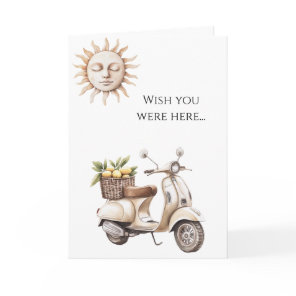 Moped Motor Bike Sun Wish you were here Card