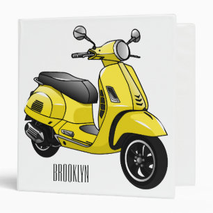 Moped motorcycle cartoon illustration 3 ring binder