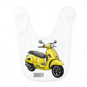 Moped motorcycle cartoon illustration baby bib