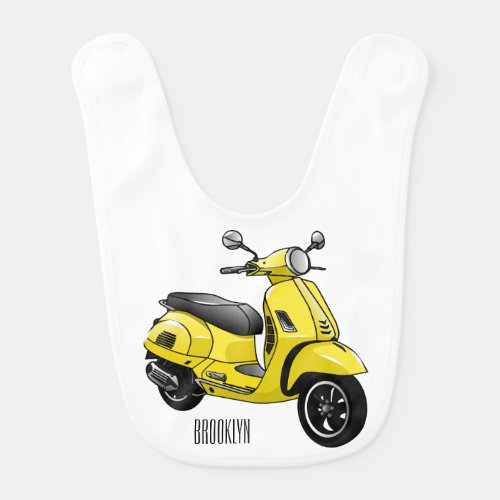 Moped motorcycle cartoon illustration baby bib