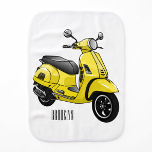 Moped motorcycle cartoon illustration baby burp cloth