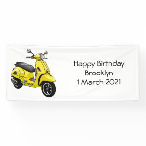 Moped motorcycle cartoon illustration banner