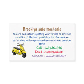 Moped motorcycle cartoon illustration business card