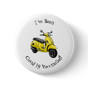 Moped motorcycle cartoon illustration button