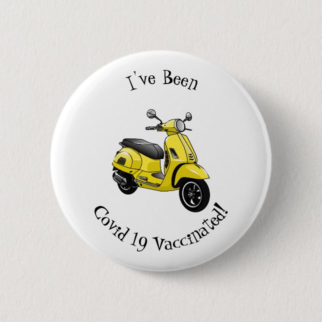 Moped motorcycle cartoon illustration button (Front)