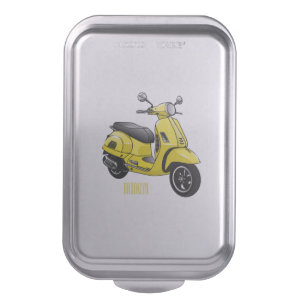 Moped motorcycle cartoon illustration cake pan