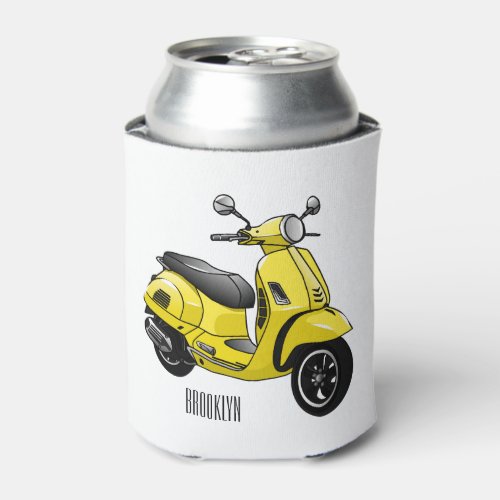 Moped motorcycle cartoon illustration can cooler