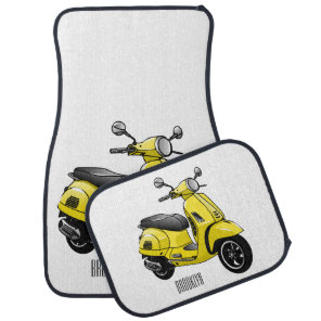 Moped motorcycle cartoon illustration car floor mat