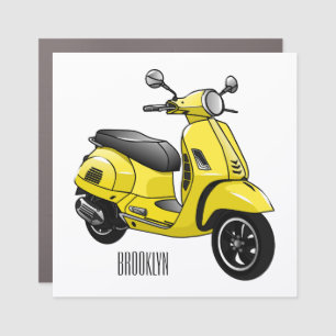Moped motorcycle cartoon illustration car magnet