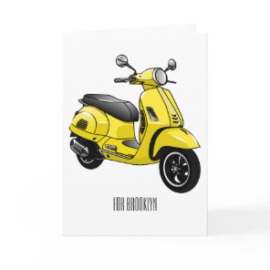 Moped motorcycle cartoon illustration card