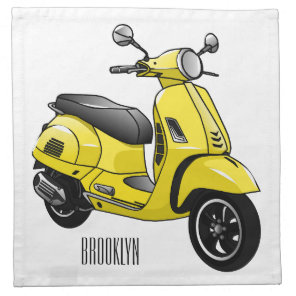 Moped motorcycle cartoon illustration cloth napkin