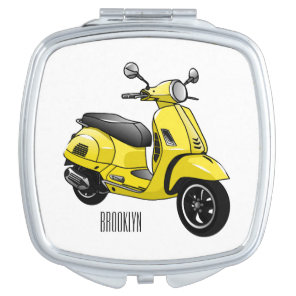 Moped motorcycle cartoon illustration compact mirror