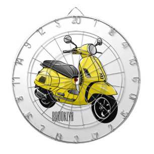 Moped motorcycle cartoon illustration dart board