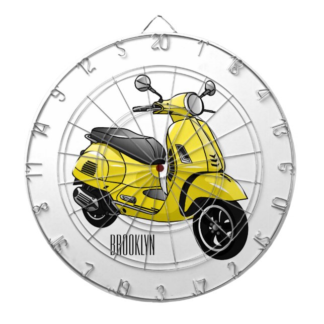 Moped motorcycle cartoon illustration dart board (Front)