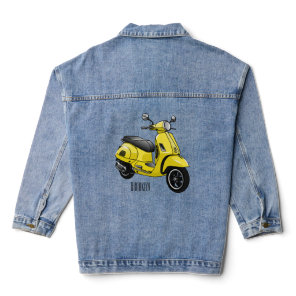 Moped motorcycle cartoon illustration denim jacket