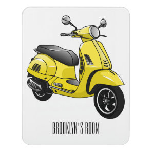 Moped motorcycle cartoon illustration door sign