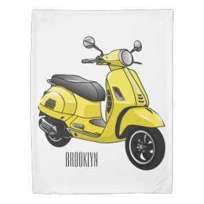Moped motorcycle cartoon illustration duvet cover