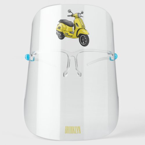 Moped motorcycle cartoon illustration face shield