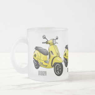 Moped motorcycle cartoon illustration frosted glass coffee mug