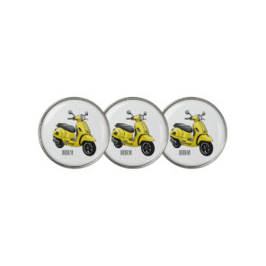 Moped motorcycle cartoon illustration golf ball marker