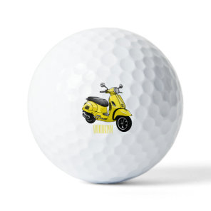 Moped motorcycle cartoon illustration golf balls
