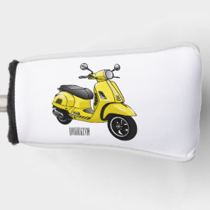 Moped motorcycle cartoon illustration golf head cover