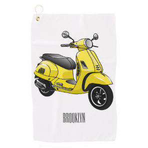 Moped motorcycle cartoon illustration golf towel
