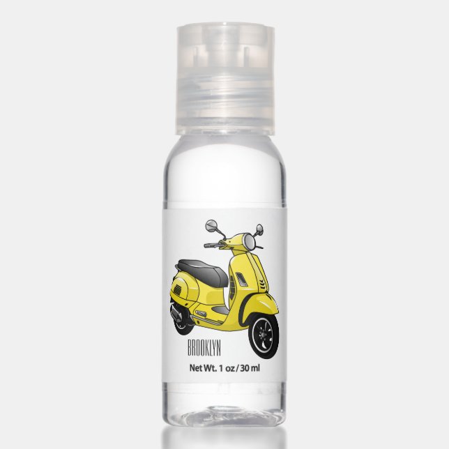 Moped motorcycle cartoon illustration hand sanitizer (Front)