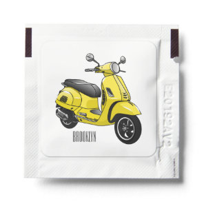 Moped motorcycle cartoon illustration hand sanitizer packet