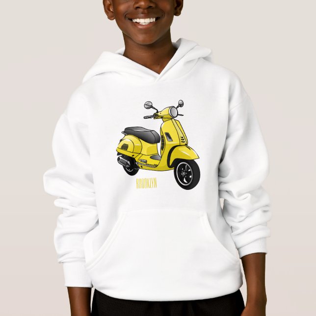 Moped motorcycle cartoon illustration hoodie (Front)
