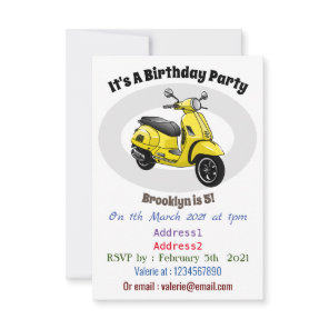 Moped motorcycle cartoon illustration invitation