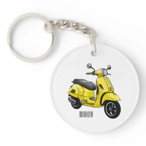 Moped motorcycle cartoon illustration keychain