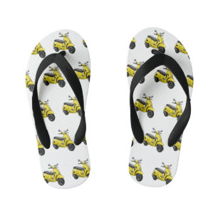 Moped motorcycle cartoon illustration kid's flip flops