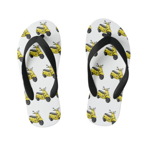 Moped motorcycle cartoon illustration kids flip flops