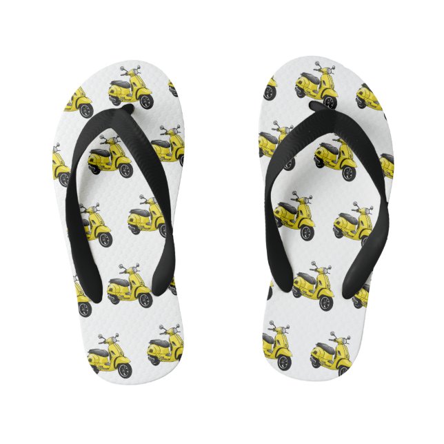Moped motorcycle cartoon illustration kid's flip flops (Footbed)