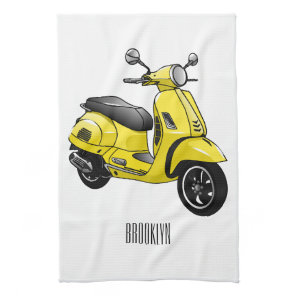 Moped motorcycle cartoon illustration kitchen towel