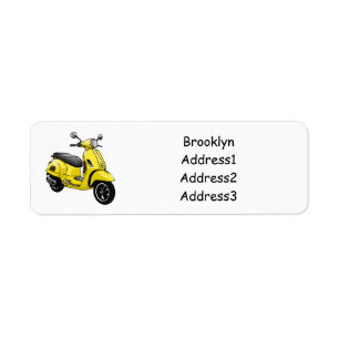 Moped motorcycle cartoon illustration label