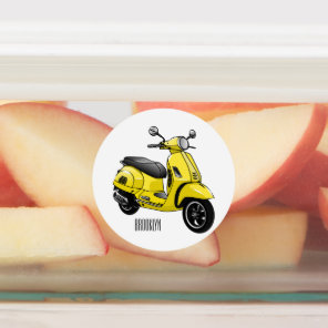 Moped motorcycle cartoon illustration labels