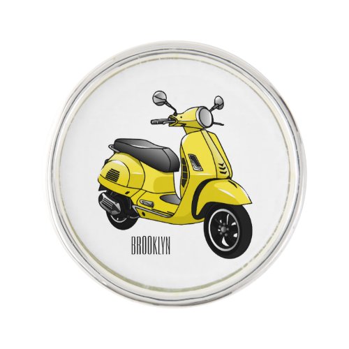 Moped motorcycle cartoon illustration lapel pin