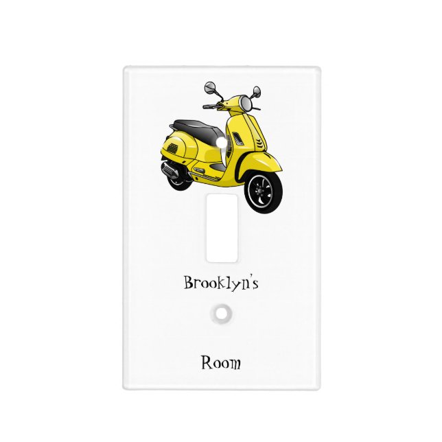 Moped motorcycle cartoon illustration light switch cover (Front)
