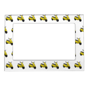 Moped motorcycle cartoon illustration magnetic frame
