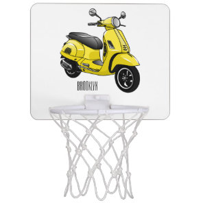 Moped motorcycle cartoon illustration mini basketball hoop