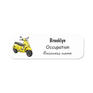 Moped motorcycle cartoon illustration name tag