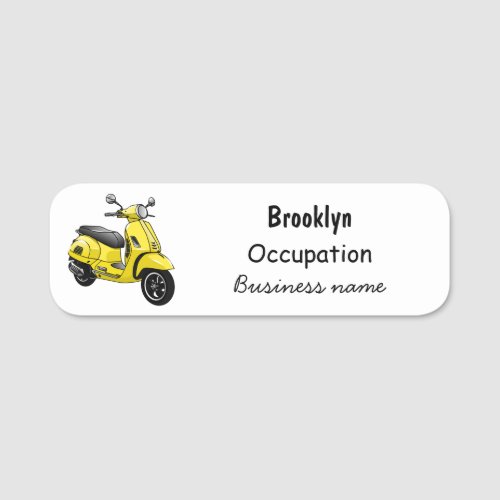 Moped motorcycle cartoon illustration name tag