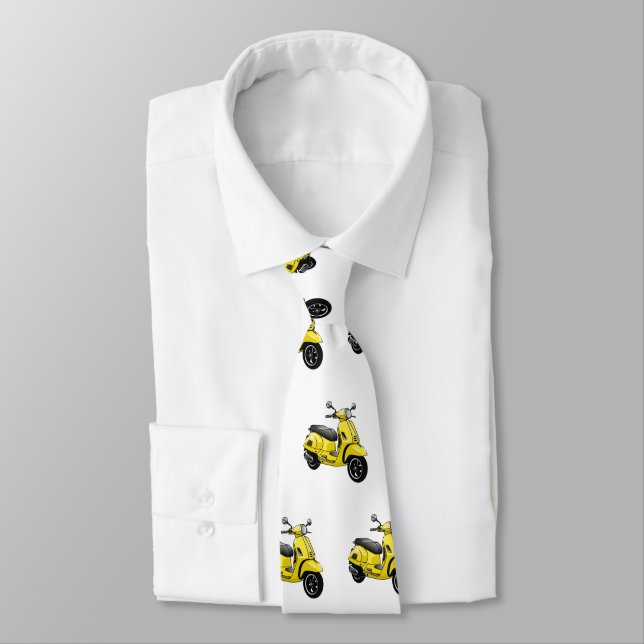 Moped motorcycle cartoon illustration neck tie (Tied)