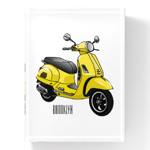 Moped motorcycle cartoon illustration paperweight