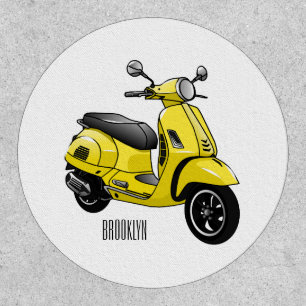 Moped motorcycle cartoon illustration patch