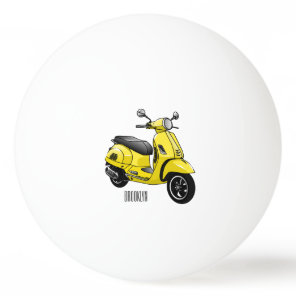 Moped motorcycle cartoon illustration ping pong ball