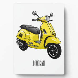 Moped motorcycle cartoon illustration plaque
